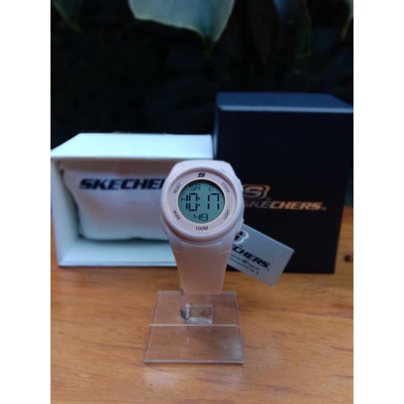 JAM TANGAN DIGITAL WANITA SKECHERS WARNA PINK MUDA