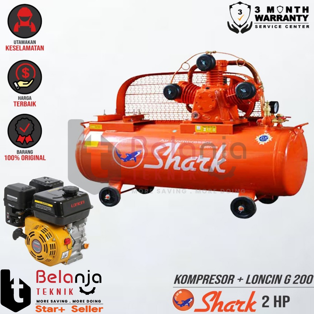 Shark Mesin Kompresor Udara 2 Hp Loncin G 200 6.5 Hp Air Compressor