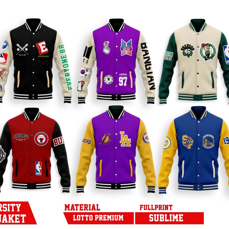 Stok Baru JAKET VARSITY MLB & NBA Everyone TEAM Baseball BTS KOREA ALL SERIES.