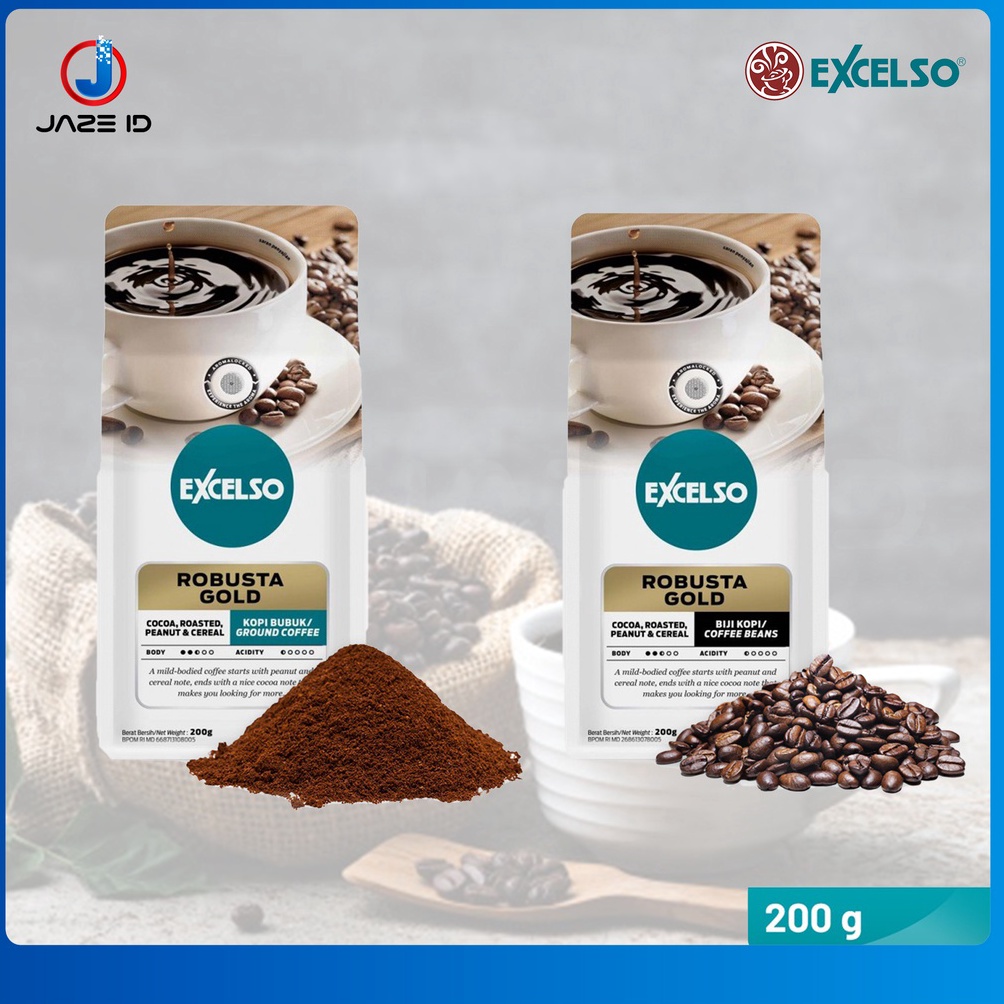 

➷ Excelso Robusta Gold Coffee Kopi Biji Bubuk 200 gram 200g 200gr Beans gk8u7