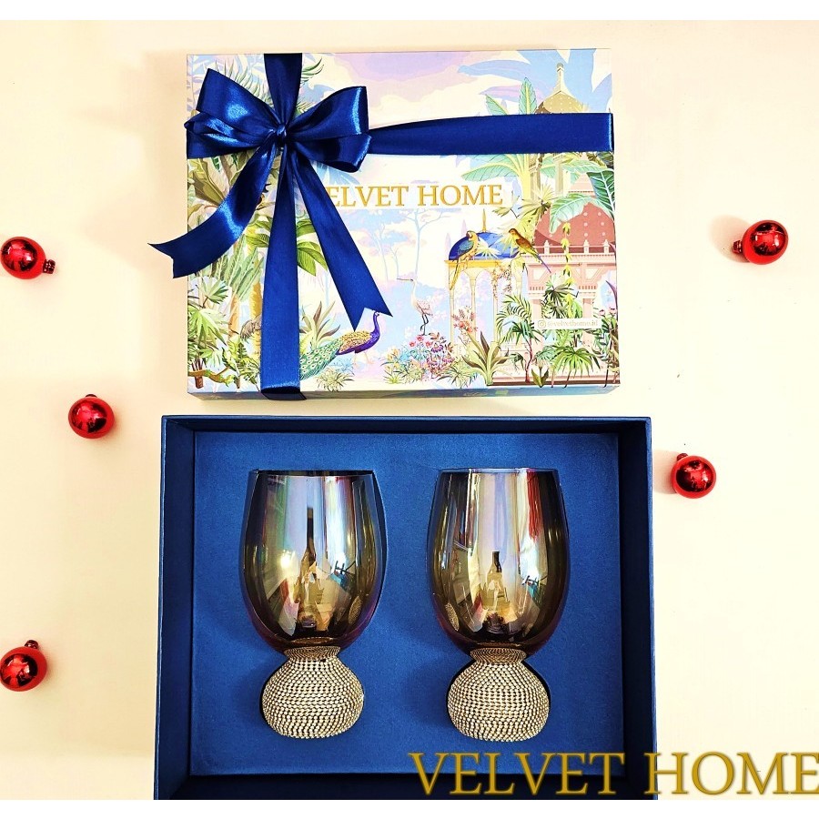 Hampers Gelas crystal gift wine gold kaca christmas gift kado natal lebaran imlek parcel