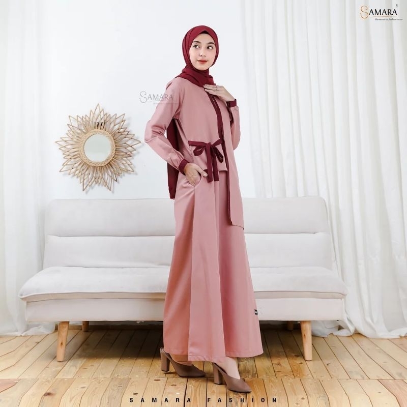 Samara Gamis Dewasa I02 Rose/Pink/Gamis Kondangan/Gamis Daily/Gamis Terkini/Gamis Murah/Gamis Adem