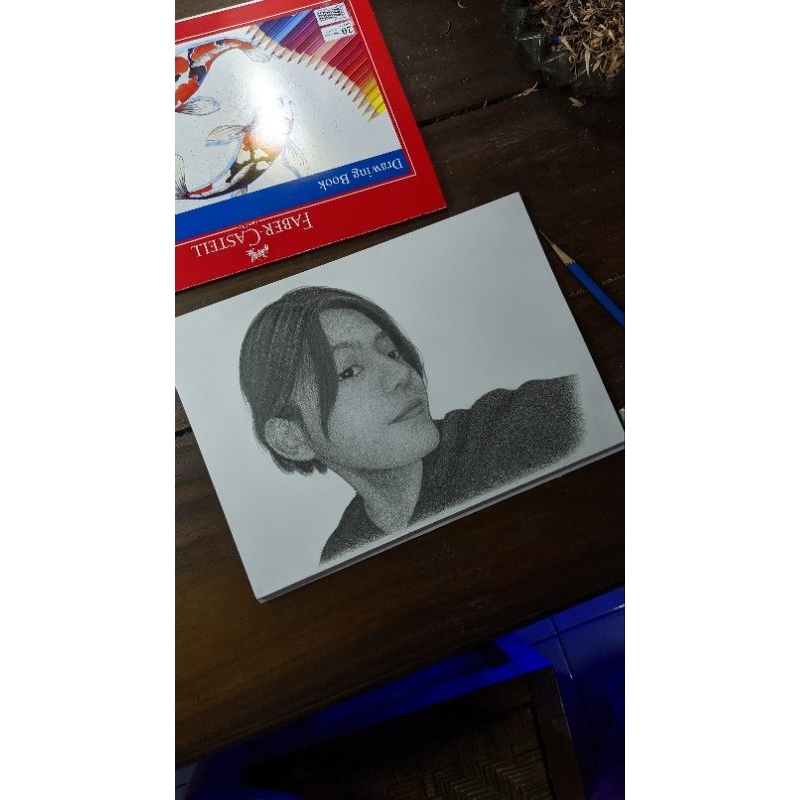 Gambar Sketsa gambar 1 wajah ukuran kertas A4 costum
