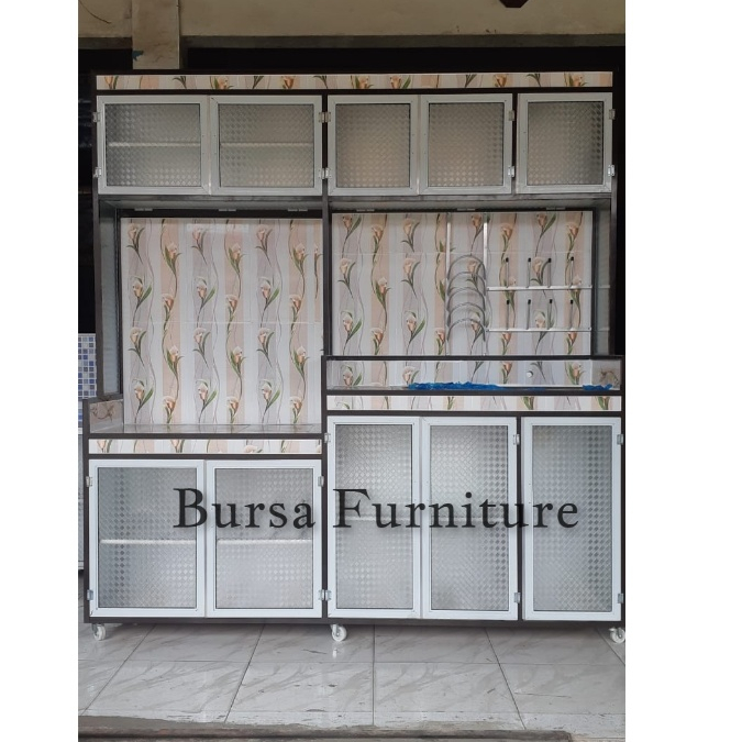 Kitchen set 5 Pintu Full alumunium/Tiang Holo/Rak wastafel/Rak kompor/Rak Piring/FREE ONGKIR-JABODET