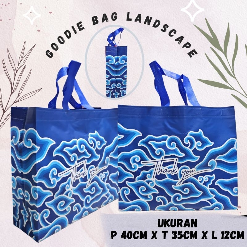 

(LUSINAN 12pcs) Goodie bag LANDSCAPE Laminasi 40x35x12/ tas spunbond/ tas hampers