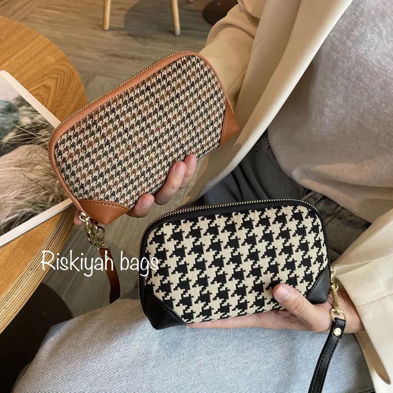 Dompet pouch wanita LUCIA  dompet panjang motif houndstooth