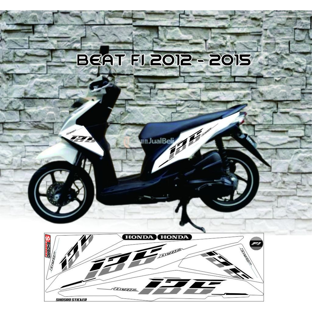 STRIPING MOTOR BEAT FI 2012-2013 2015 PUTIH SIMPLE MOTIP  VARIASI striping simple STIKER BEAT FI 201