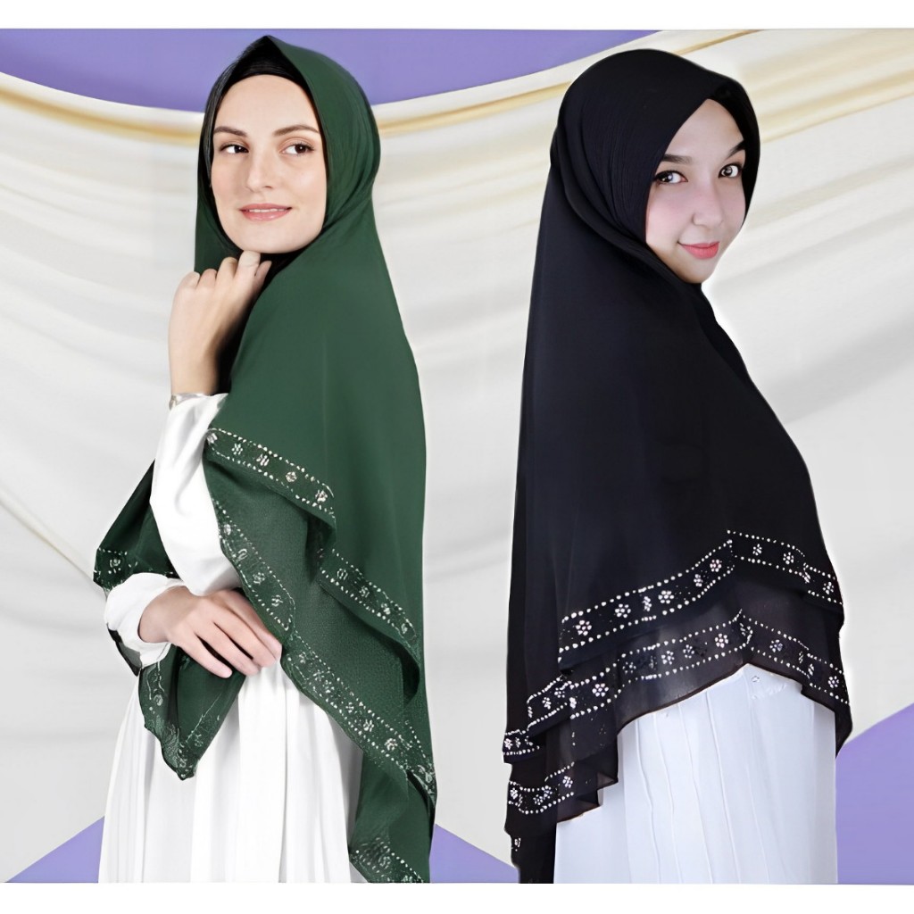 HIJAB 2 LAYER PREMIUM 2 SISI PAYET MUTIARA JUMBO ANZANI / DOUBLE LAYER KHIMAR HIJAB INSTAN MOTIF PAY