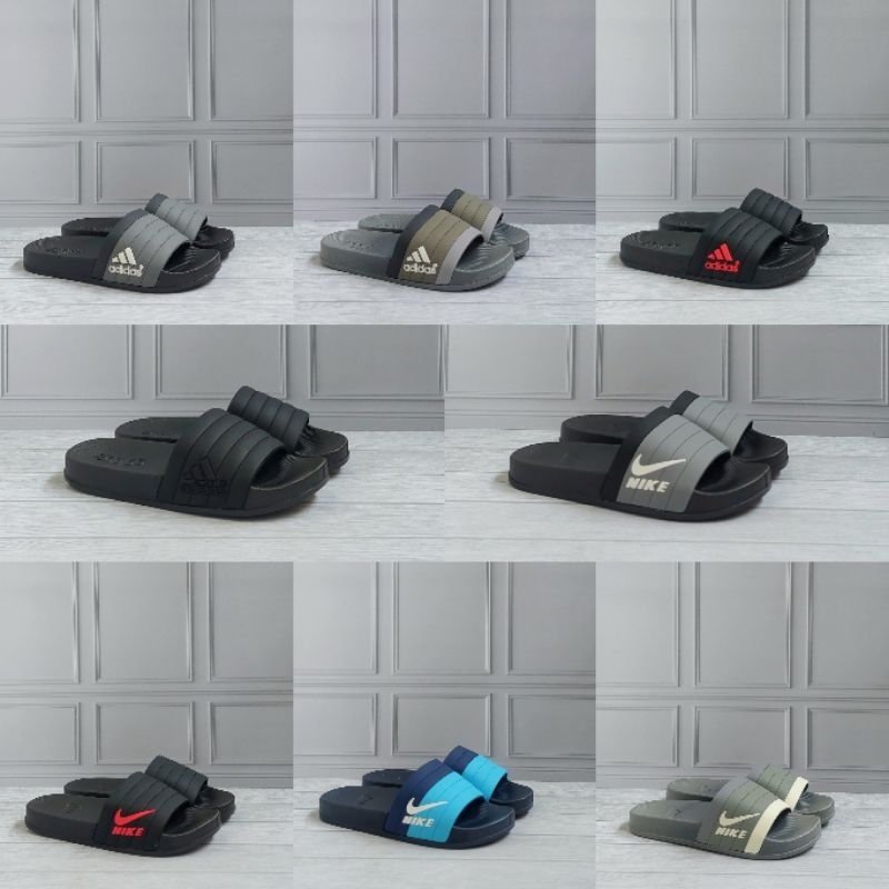 Sandal selop nike pria import quality warna blue, abu, hitam