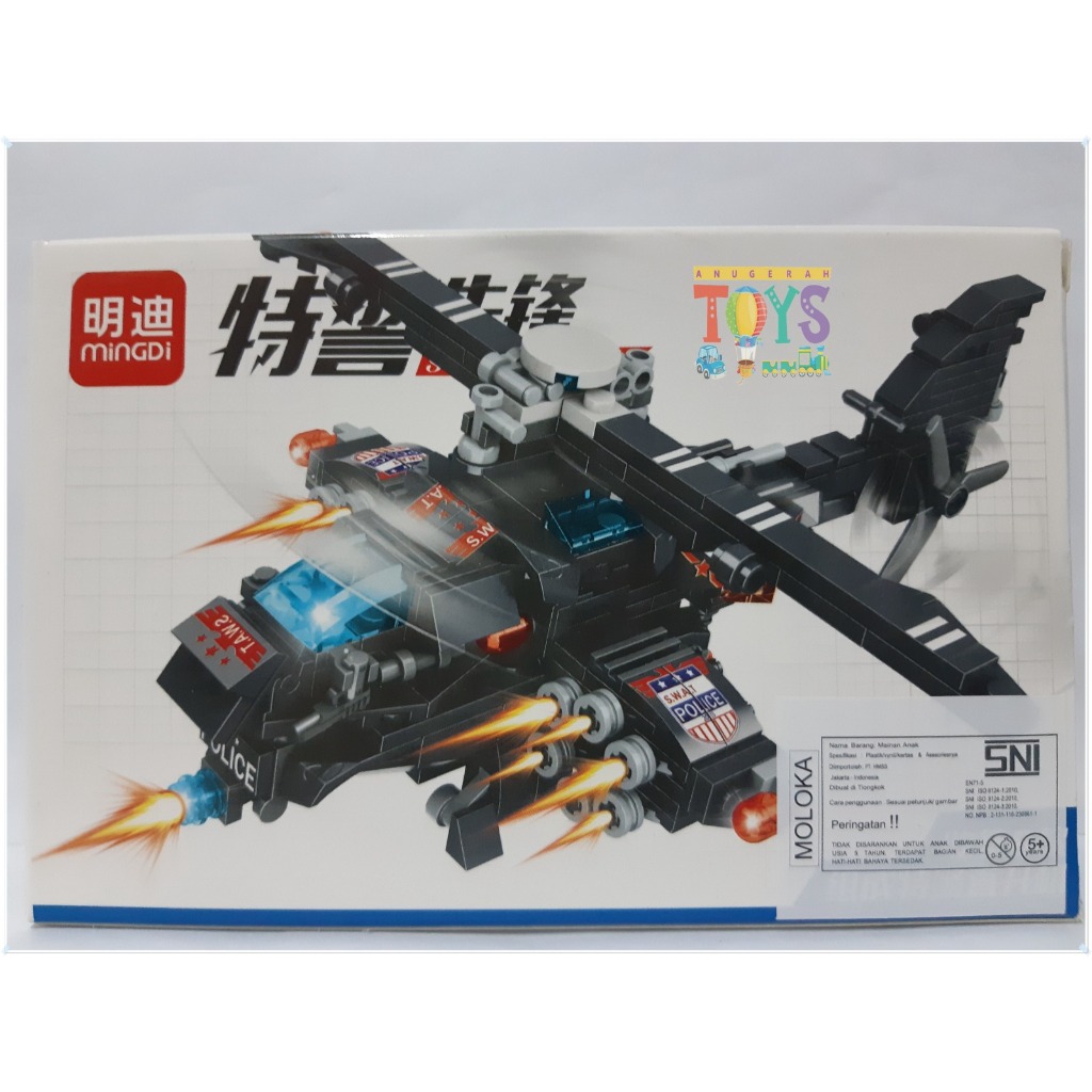 Mainan Brick 8 in 1 Minifigure Tentara dan Pesawat Tempur