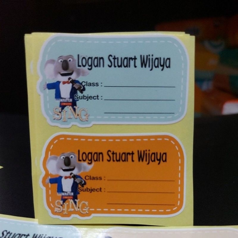 Label Nama Mapel Stiker Nama Karakter SING Sticker Buku Pelajaran Sekolah