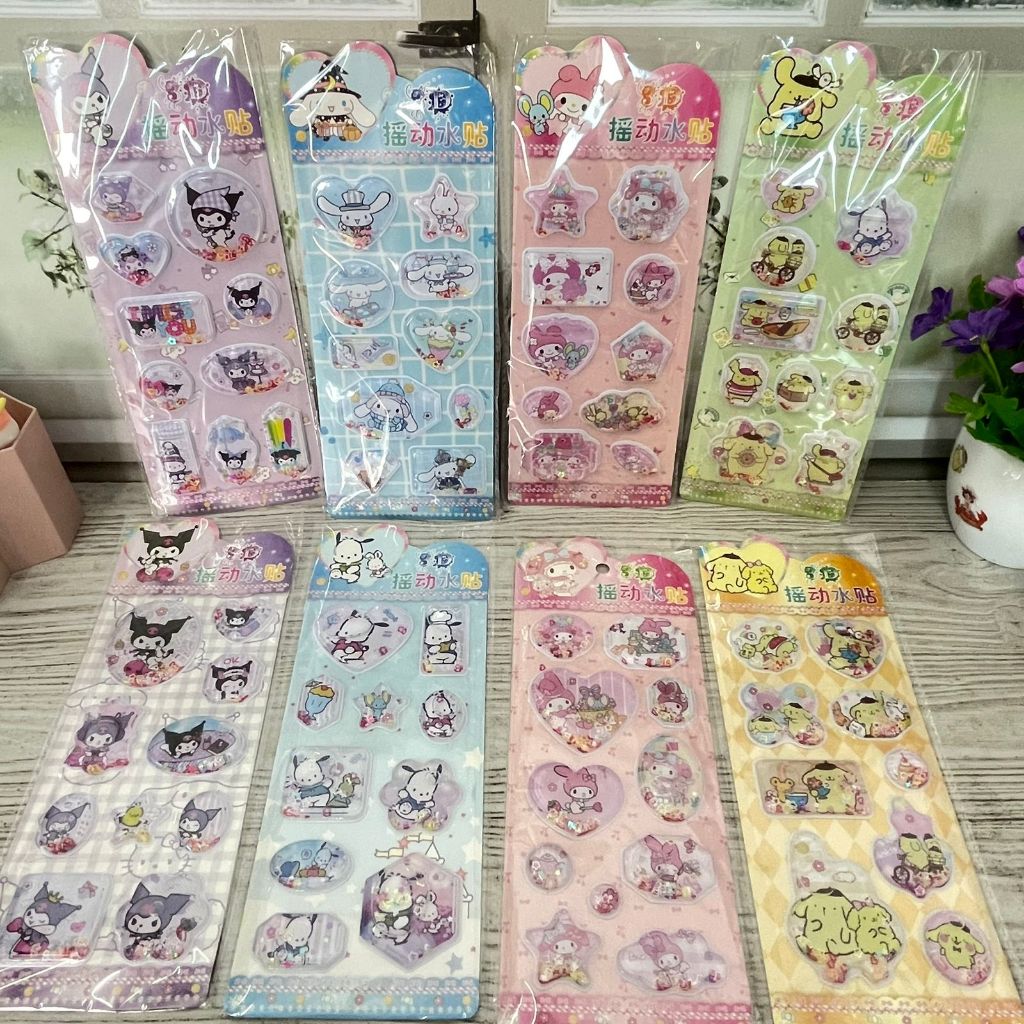 

Sticker Timbul isi air 3D Motif karakter SANRIO Kuromi Cinnamoroll Stiker Timbul Sanrio Varian Lengkap isi Air Gliter Stationary Kekinian Favorit Anak bisa COD