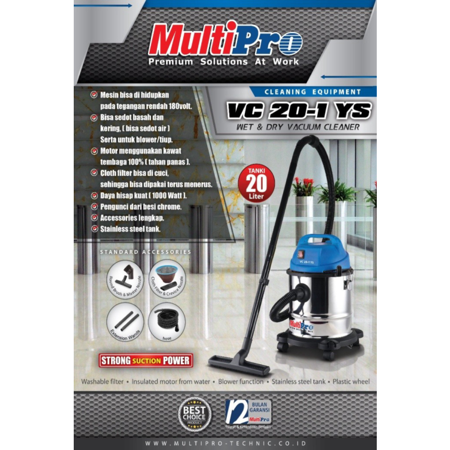 Vaccum Cleaner Multipro Multipro VC 20-1 YS Wet  Dry Diskon