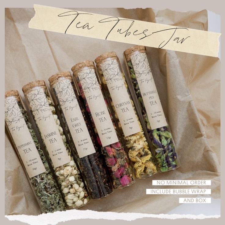 

MPNY8826 Ready Stok Tea Tube Jar | Glass tube with cork lid | Satuan