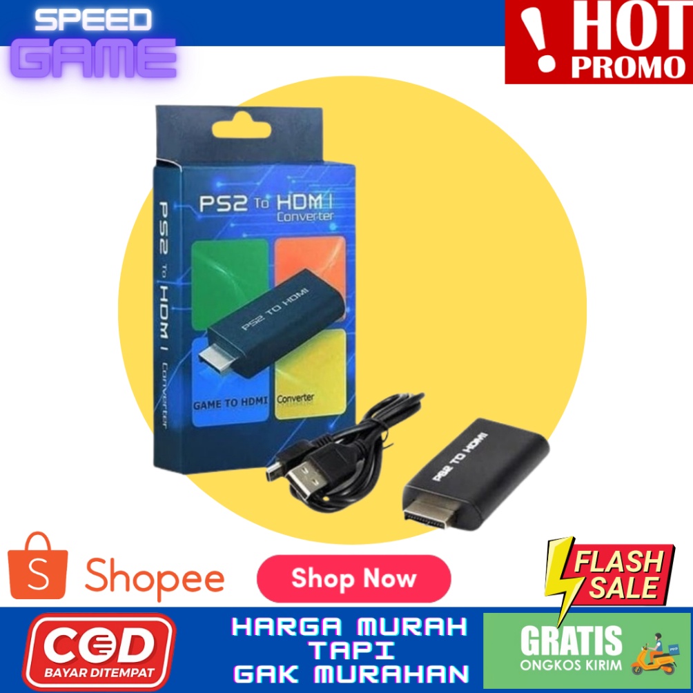 Jaman Now.. konverter hdmi / ps2 to hdmi /kabel ps2 paket converter ps hdmi +kabel listrik JTE