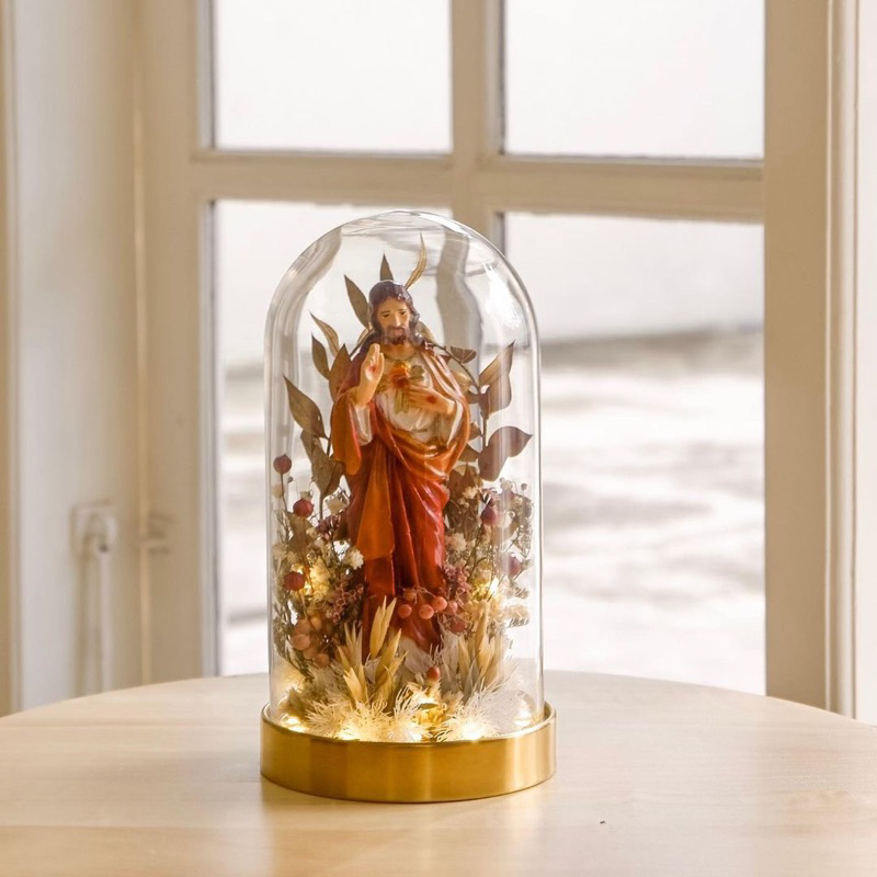 Flower Glass Dome Spesial Hadiah Natal Patung Yesus