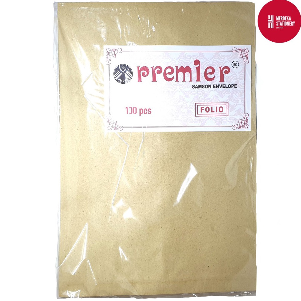 

Stock Banyak.. (ISI 100 Lembar)Amplop/Envelope/Surat Coklat Bagus Premier Samson D(24cm×35cm) ukuran FOLIO SYE