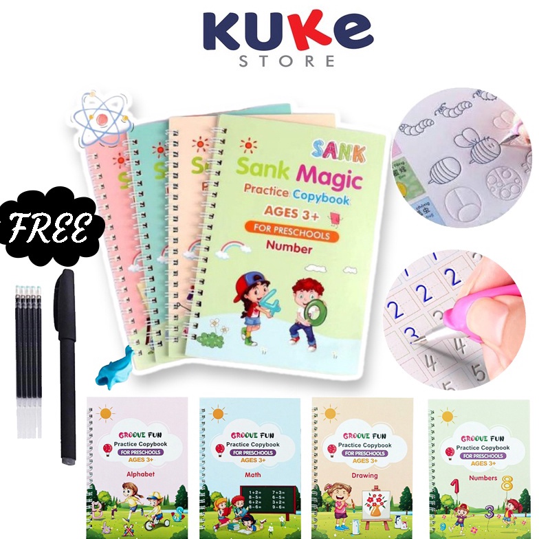 

[♕Y61>] KUKE SANK MAGIC Pratice Book 1 Set Isi 4 Buku dan Pulpen / Buku Belajar Menulis Huruf dan Angka Anak Paud 3d / Pratice Writing Book / Buku Belajar Anak [254]