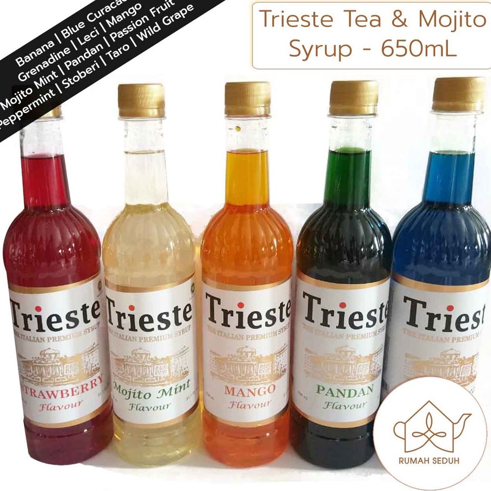 

Terk!ni Trieste Italian Syrup 650mL - Tea and Mojito Syrup- Banana, Blue Curacao, Lychee, Mango, Mint, dll Kualitas Oke