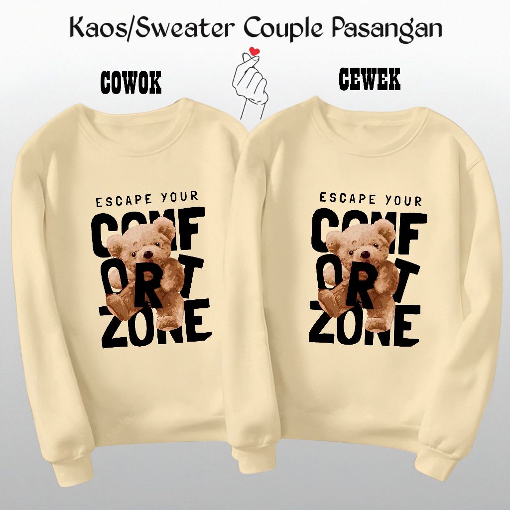 Baju Kaos Couple Pasangan Pacar Pria Wanita Confortzone Dewasa Lengan Panjang Kapelan Terbaru Viral 