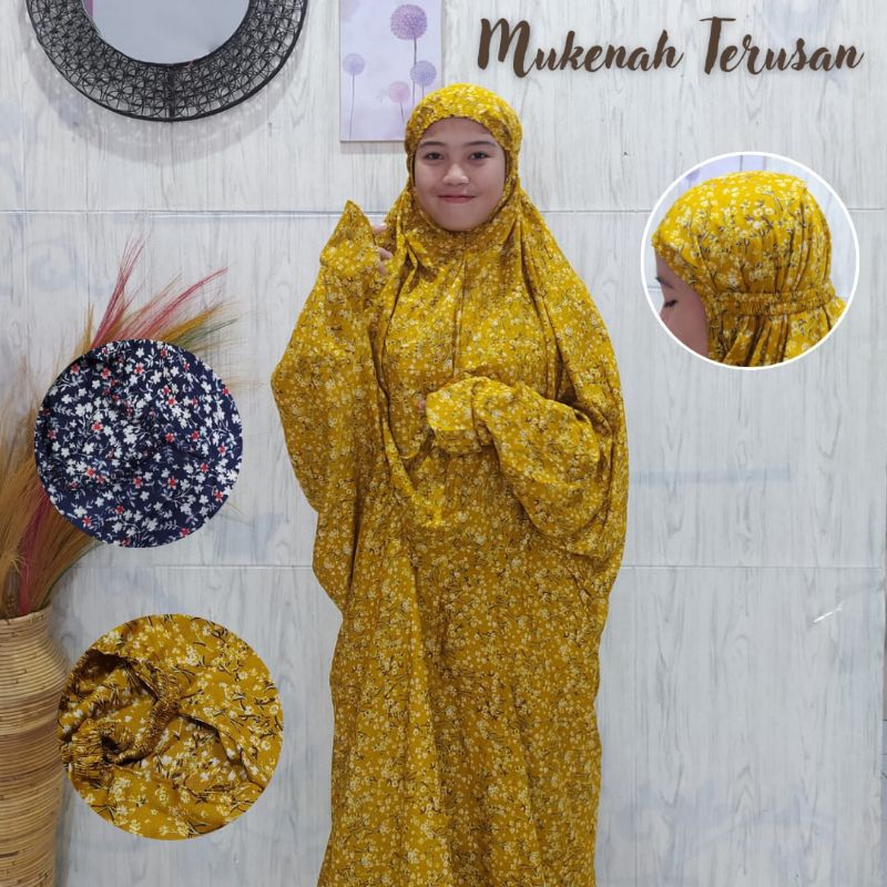 GROSIR JILBAB SYIFA - MUKENAH TERUSAN DEWASA WARNA NAVY DAN KUNING