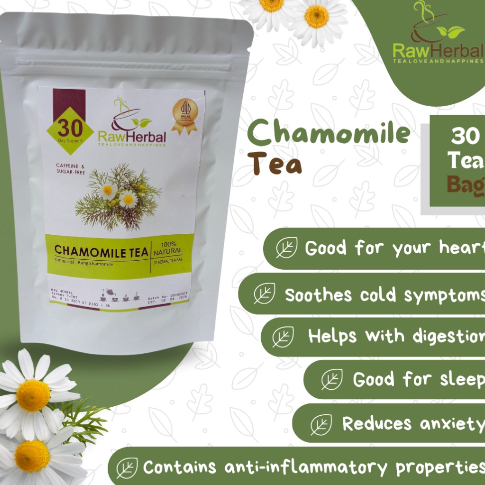 

[⋆X81\] CHAMOMILE TEA : CHAMOMILE FLOWER TEA / TEH BUNGA CHAMOMILE ISI 30 TEA BAG Grosir lagi