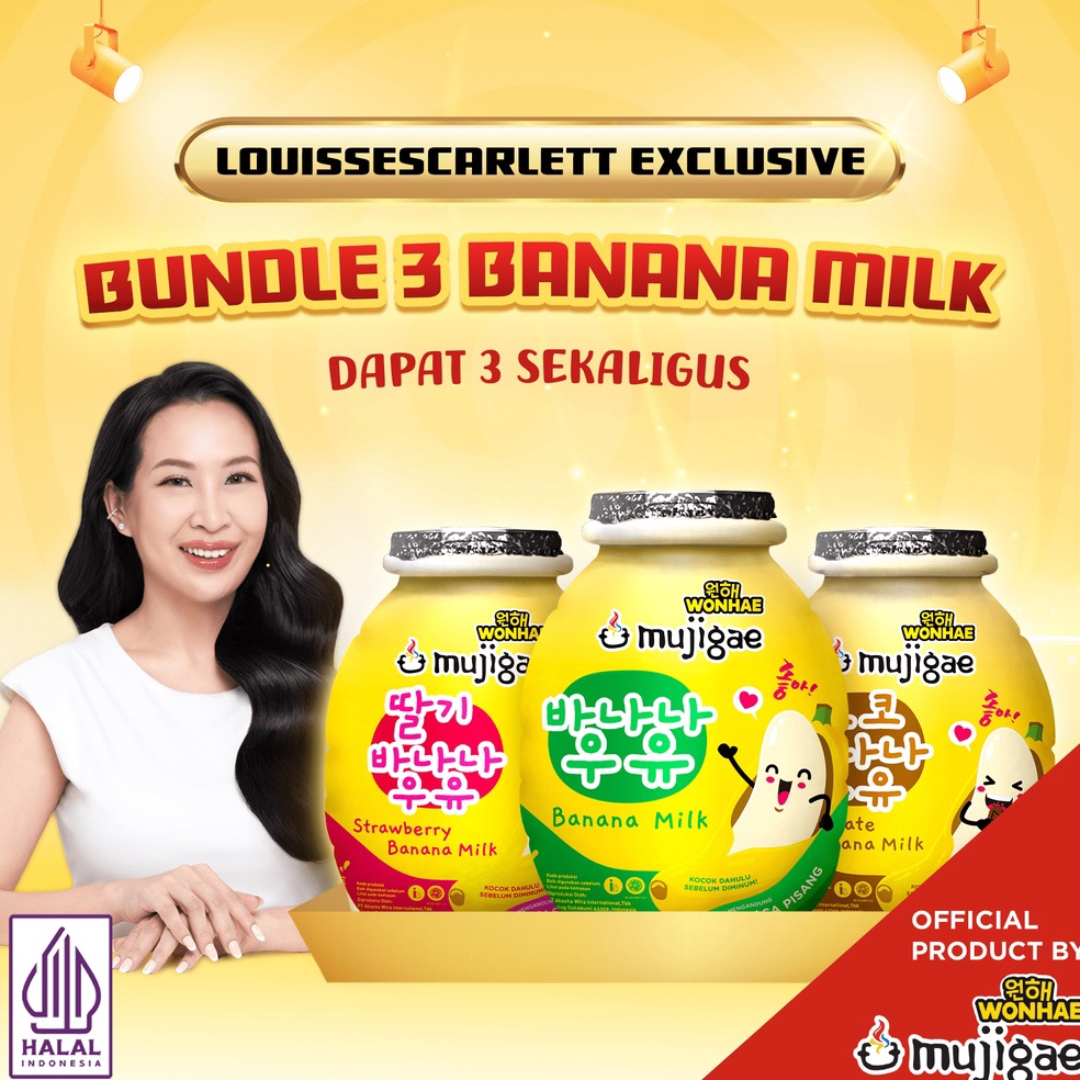 

[♛S30(] [Louisse Scarlett Exclusive] Bundle 3 - Mujigae Banana Milk Mix Original. Chocolate, Strawberry New Product