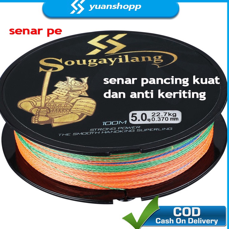 SALE senar pe 4 Colors 100M PE Fishing line Senar Pancing 4 Braided Fishing Line 12LB-40LB senar pan