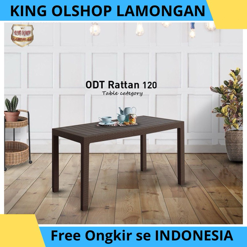 Meja Makan Plastik Napolly ODT R 120 Rattan [LAMONGAN]