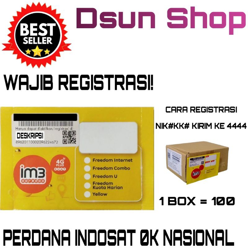 Kartu Perdana indosat im3 zero nasional Sp 0.k 2026