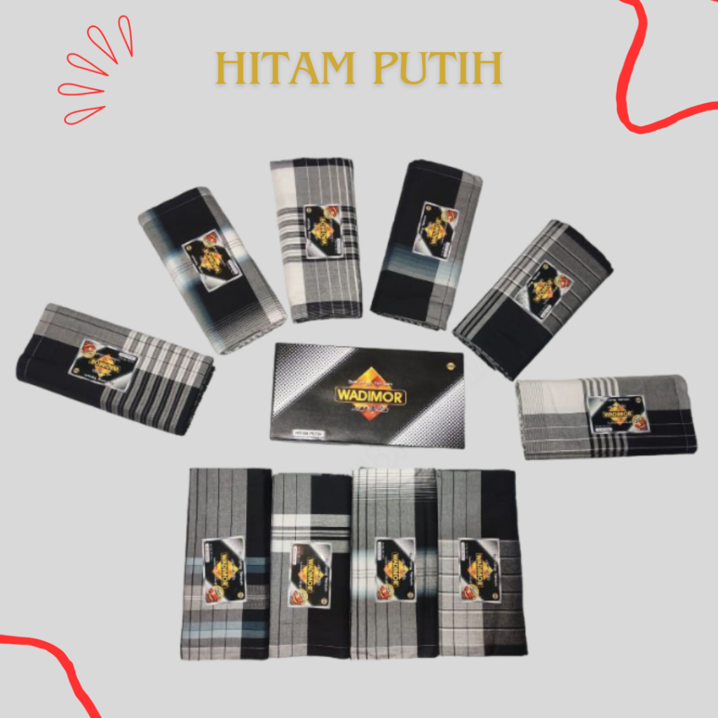 Sarung wadimor original motif hitam putih/hawai/maroco/padang/malay/aceh/penang/manik manik/polos tu