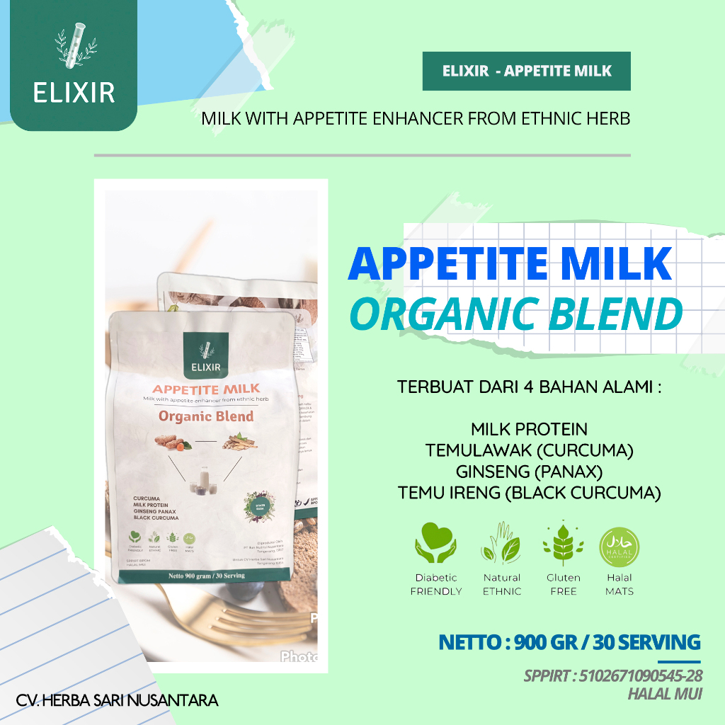 

Appetite Milk by Elixir - Susu Jamu Herbal Penambah BB Peningkat Nafsu Makan