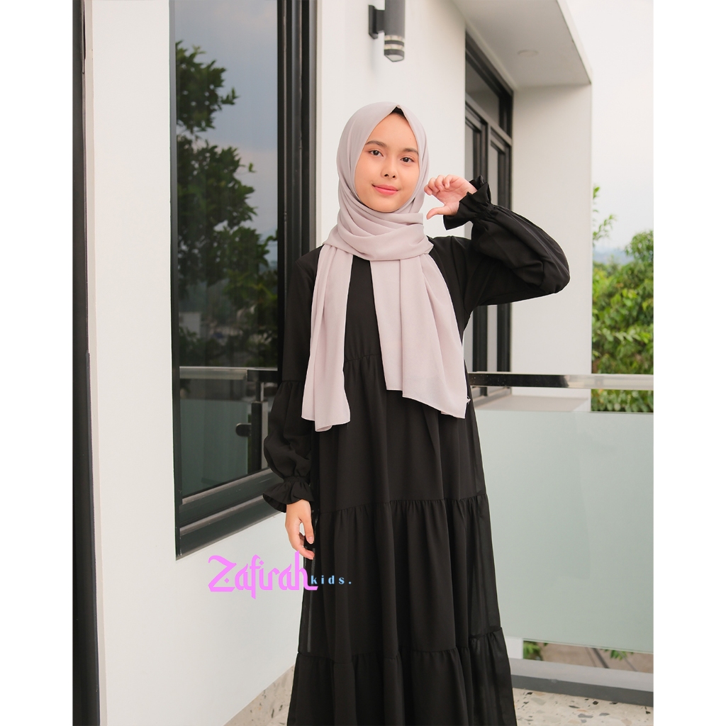 Gamis Anak Perempuan Warna Hitam - Aishwa Dress Series By Zafirah Kids