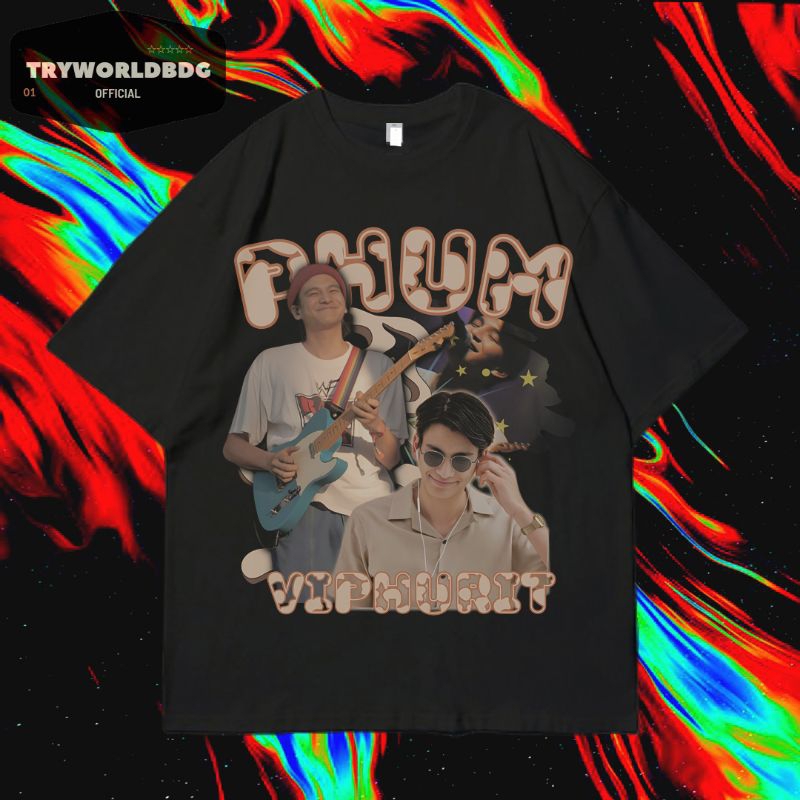 TRYWORLDBDG OFFICIAL "PHUM VIPHURIT" KAOS OVERSIZE | OVERSIZE T SHIRT | KAOS HITAM & DARK GREY | KAO