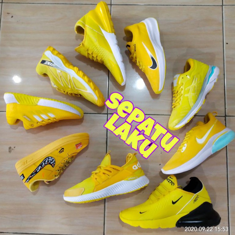 NEW STOCK SEPATU OLAHRAGA WANITA SEPATU SPORT CEWEK SEPATU SENAM AEROBIK WARNA KUNING SEPATU RUNNING