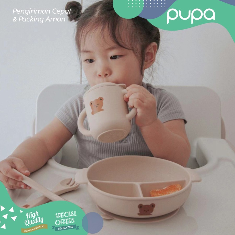 Peralatan Makan Bayi Anak Silikon Alat Makan Mpasi Baby Feeding Set BPA Free Newborn Learning Cup Silicone Feeding Bowl Suction Cup Soft Spoon Baby Dinner Plate Baby Cutlery Set