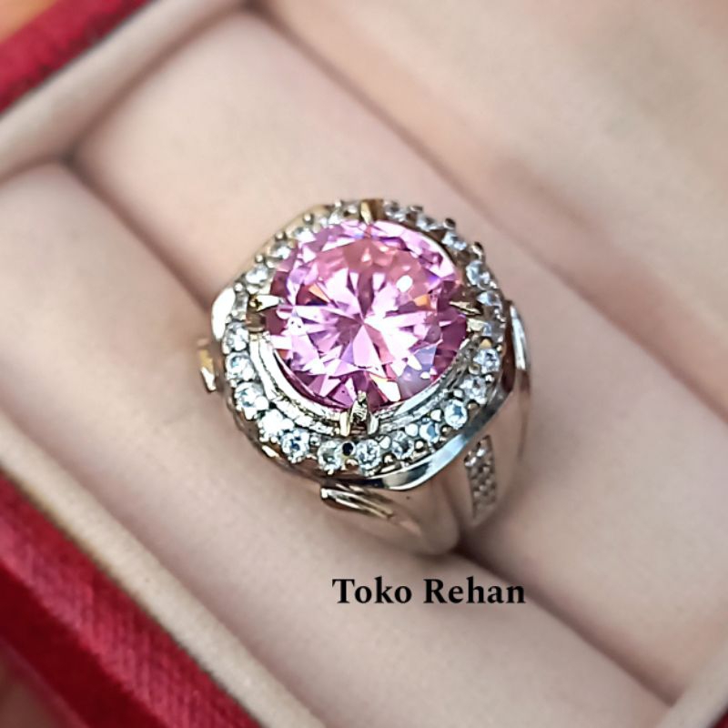 Cincin Batu Pink Topaz Mewah Elegant