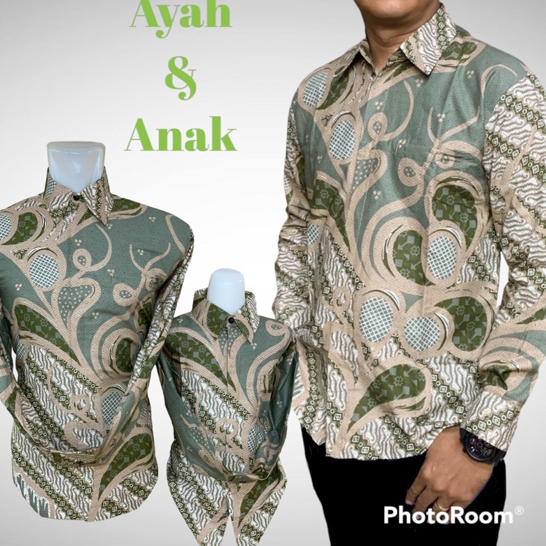 HS Green ,Rok Plisket,BAHAN METERAN,BATIK SUPER JUMBO,Batik couple ayah dan anak lapisan furing hero