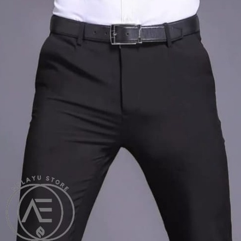 [COD RM61] CELANA BAHAN | KERJA | FORMAL | KANTOR | PANJANG | HITAM | DASAR PRIA SLIMFIT SEZE 27 - 3