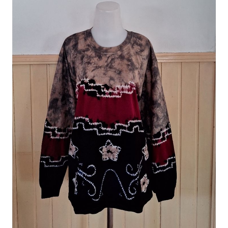 Baju Atasan Kaos Sasirangan Banjarmasin Seragam Olahraga Senam Jogging Yoga Casual Lengan Panjang Ke