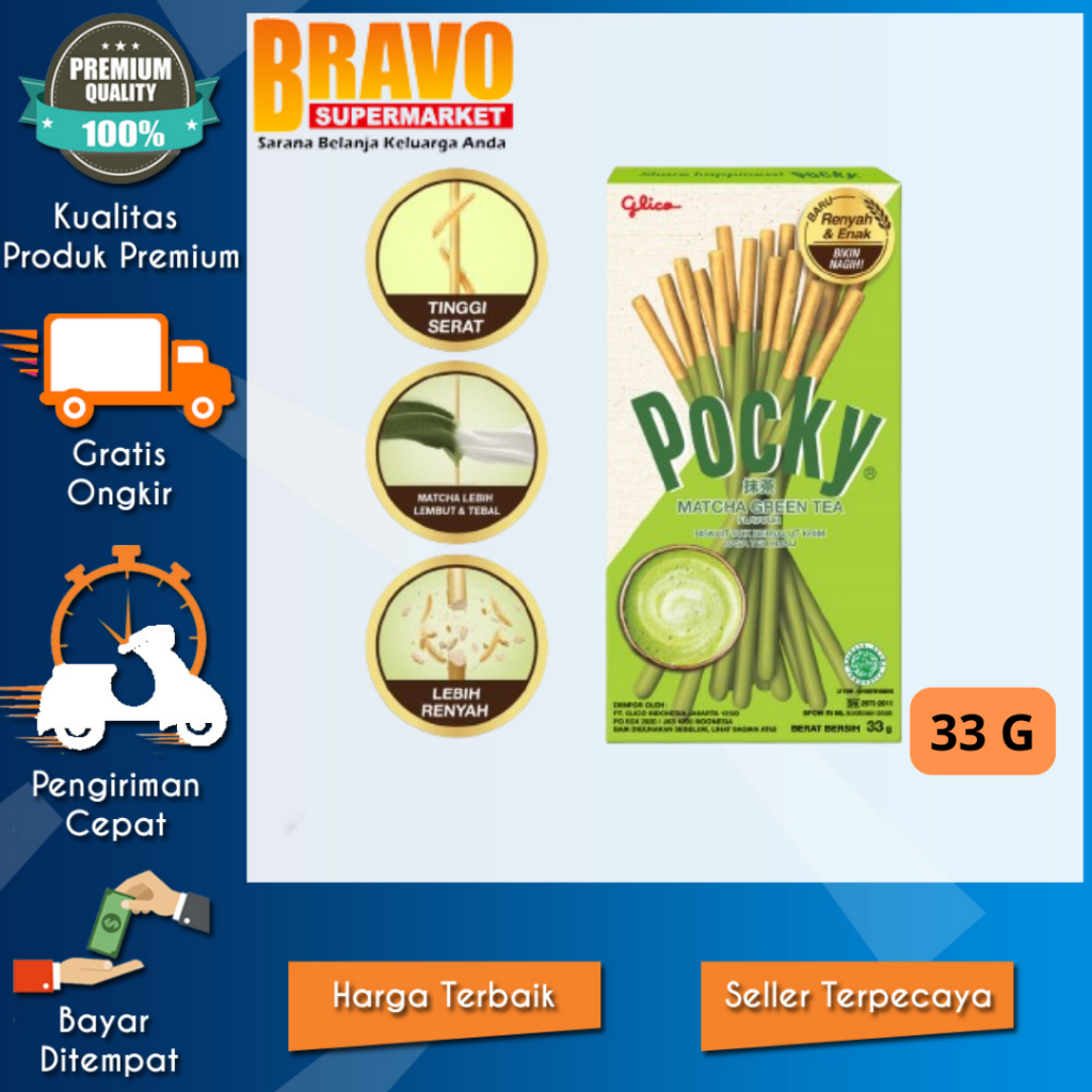 

Bravo Supermarket Tulungagung - Glico Pocky Matcha Stick Biscuit 33g