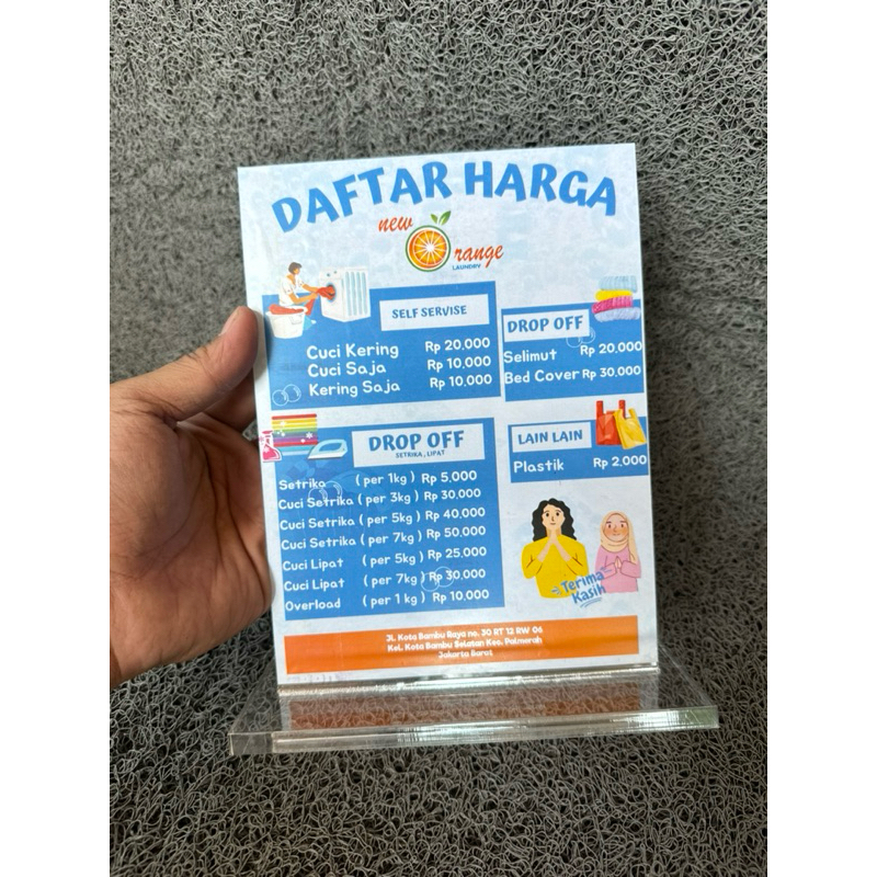 

AKRILIK 15x20 DAFTAR TARIF USAHA LAUNDRY BISA REQUEST HARGA