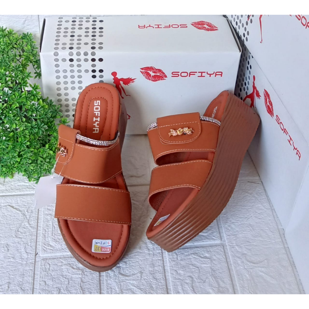 Promo  Sandal Wedges Wanita Hak Tinggi Selop Model Kekinian Sofiya