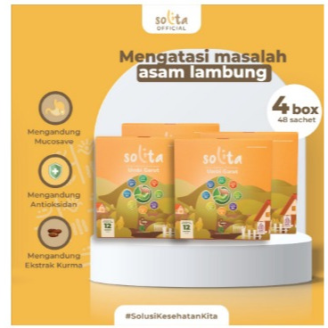 

SOLITA BUNDLE 4 Box Minuman Serbuk Umbi Garut Isi 12 Sachet Rasa Thai Tea untuk Atasi Asam Lambung, Maag, dan GERD