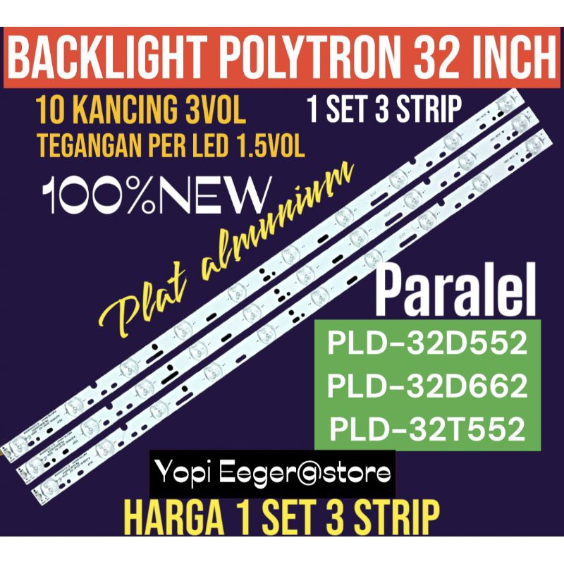 BACKLIGHT TV LCD LED POLYTRON 32 INCH 10LED PLD32D552 PLD32552 PLD32T552