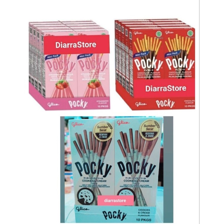 

IMF Pocky 1 Box (isi 10) Mini Stick Coklat 22gr / Strawberry / Cookies Cream / Pejoy 20gr Exp Feb 2024 Model #Terbaru (⌒