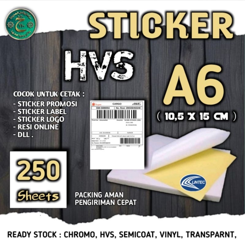 

STICKER LABEL HVS A6 UKURAN ( 10,5 X 15 CM ) ISI 250 LEMBAR TERMURAH