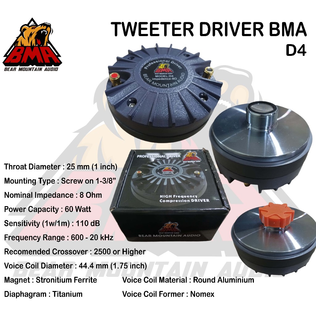 DRIVER BMA D4 600W TWEETER BMA D4 TWITER BMA D4 ORIGINAL Tweeter Driver BMA D4 / Tweter Driver BMA D