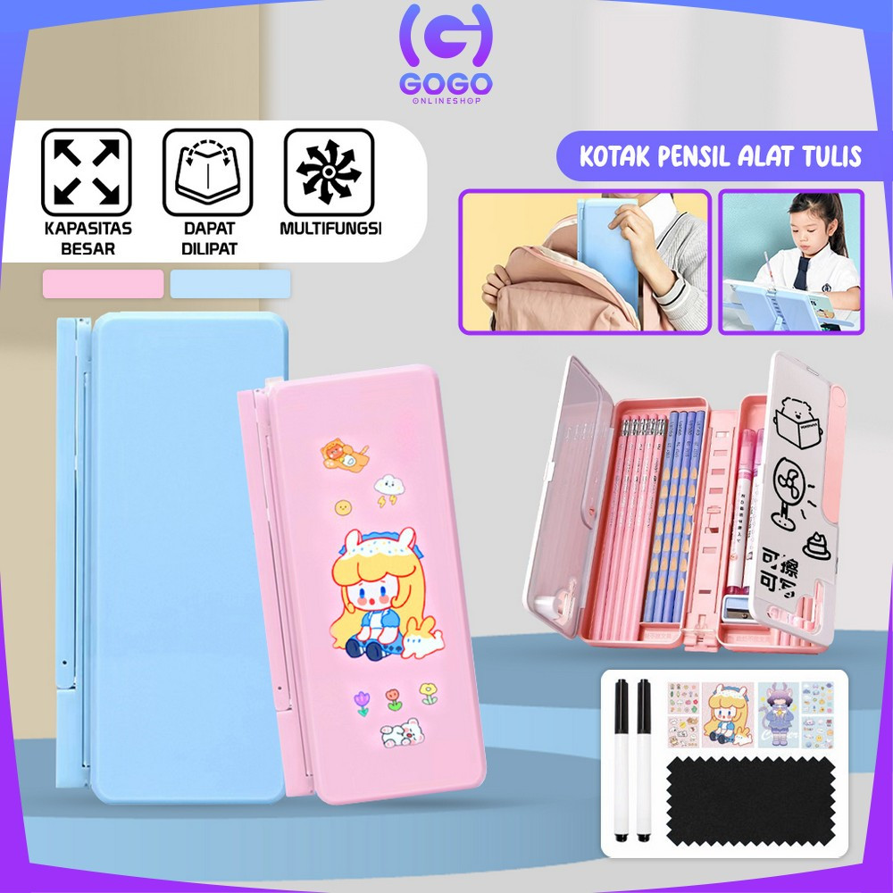 

GOGO-A73 Tempat Pensil 2IN1 Multifungsi dengan Tatakan Buku dan Papan Tulis Praktis / Kotak Pensil Lipat Tempat Penyimpanan Alat Tulis Anak Sekolah / Pencil Case Book Holder Import