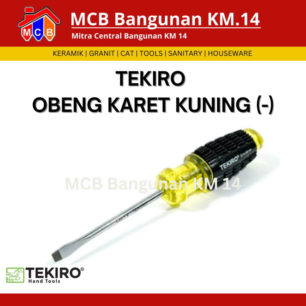 TEKIRO OBENG GAGANG KARET KUNING (-) /OBENG GAGANG KARET